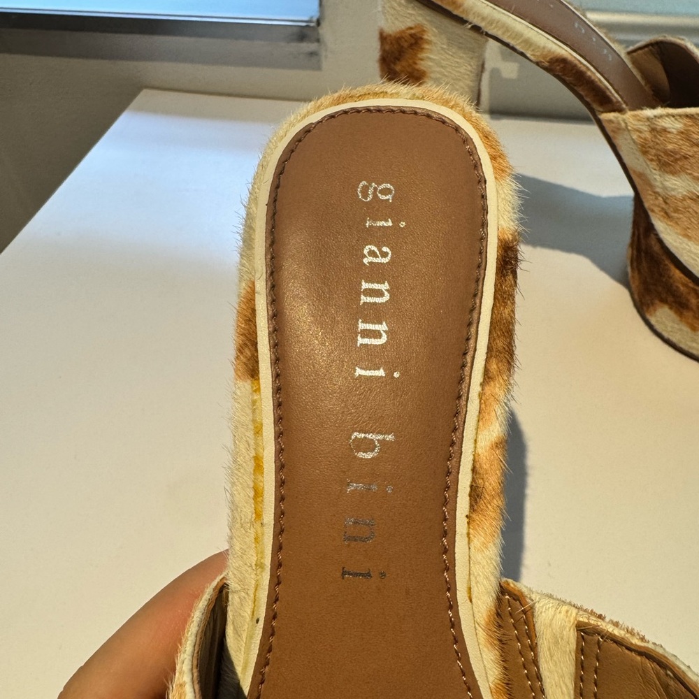 Gianni Bini Brown and Cream Platform Mules - Picture 2 of 4